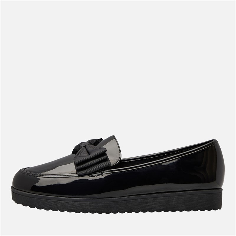 KRUSH Womens Patent Loafers Black Patent Pu