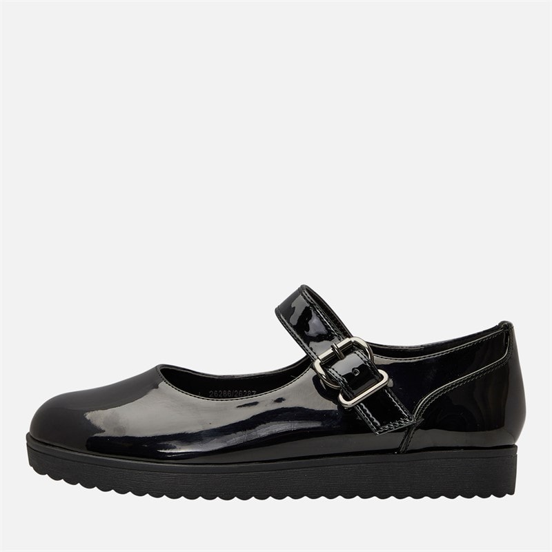 KRUSH Womens Patent Mary Jane Shoes Black Patent Pu