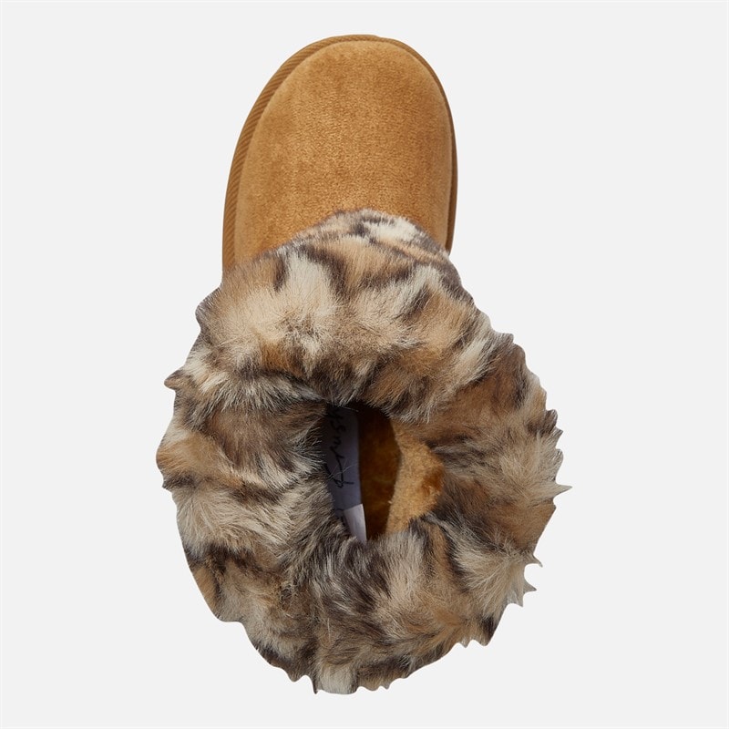 KRUSH Girls Fur Top Ankle Boots Chestnut - Image 4