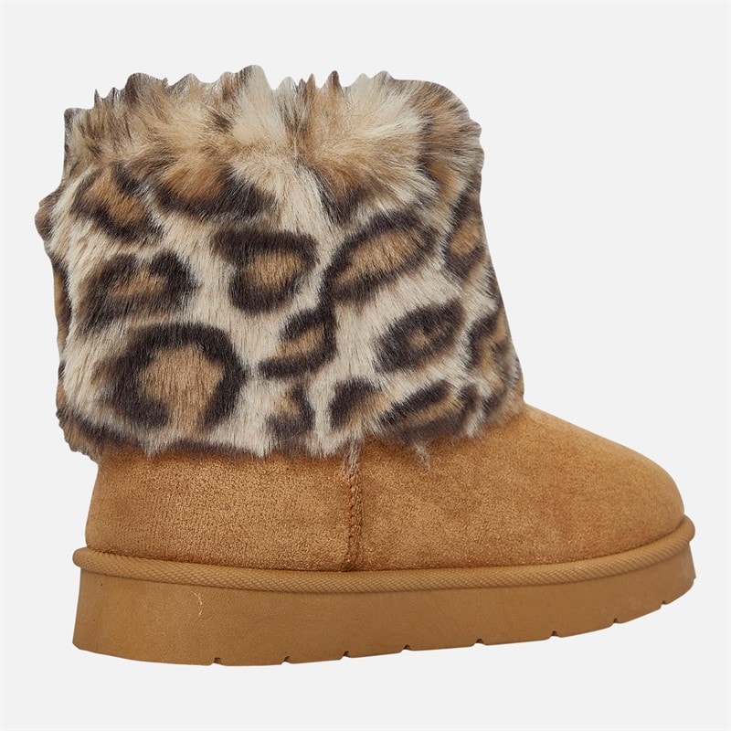 KRUSH Girls Fur Top Ankle Boots Chestnut - Image 5