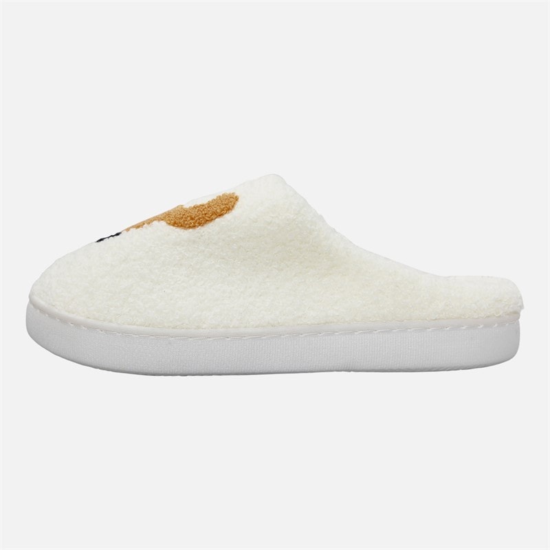 KRUSH Womens Sausage Dog Mule Slippers White/Blue/Brown - Image 2