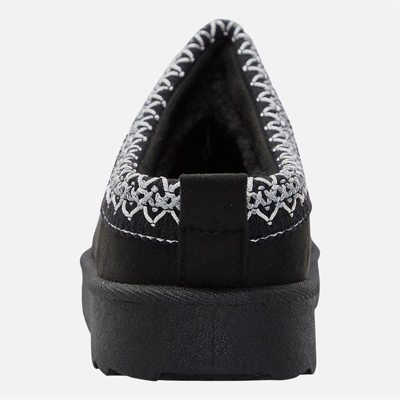 KRUSH Womens Aztec Mule Slippers Black - Image 3