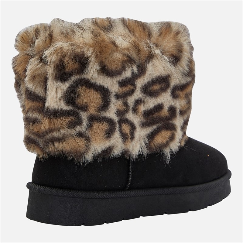KRUSH Girls Fur Top Ankle Boots Black - Image 5