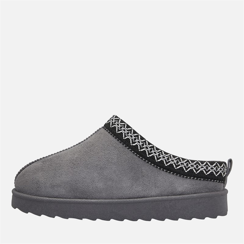 KRUSH Womens Aztec Mule Slippers Charcoal
