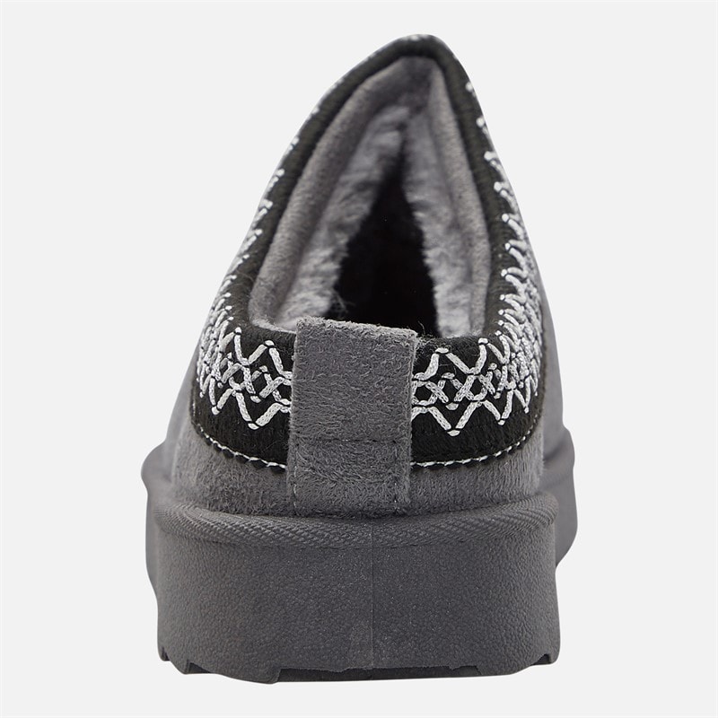 KRUSH Womens Aztec Mule Slippers Charcoal - Image 3