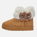 KRUSH Girls Sequin Bow Ankle Boots Chestnut