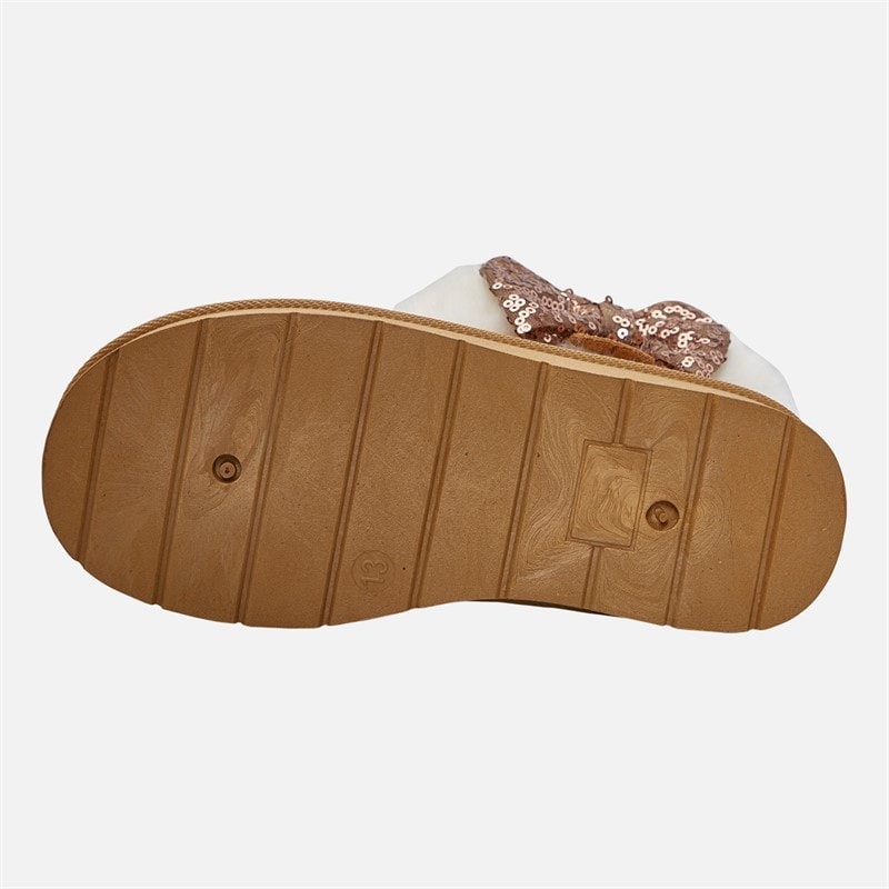 KRUSH Girls Sequin Bow Ankle Boots Chestnut - Image 2