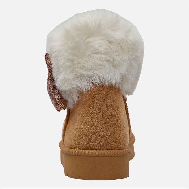 KRUSH Girls Sequin Bow Ankle Boots Chestnut - Image 3