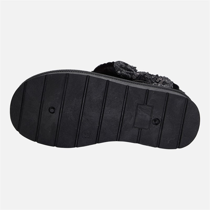 KRUSH Girls Sequin Bow Ankle Boots Black - Image 2