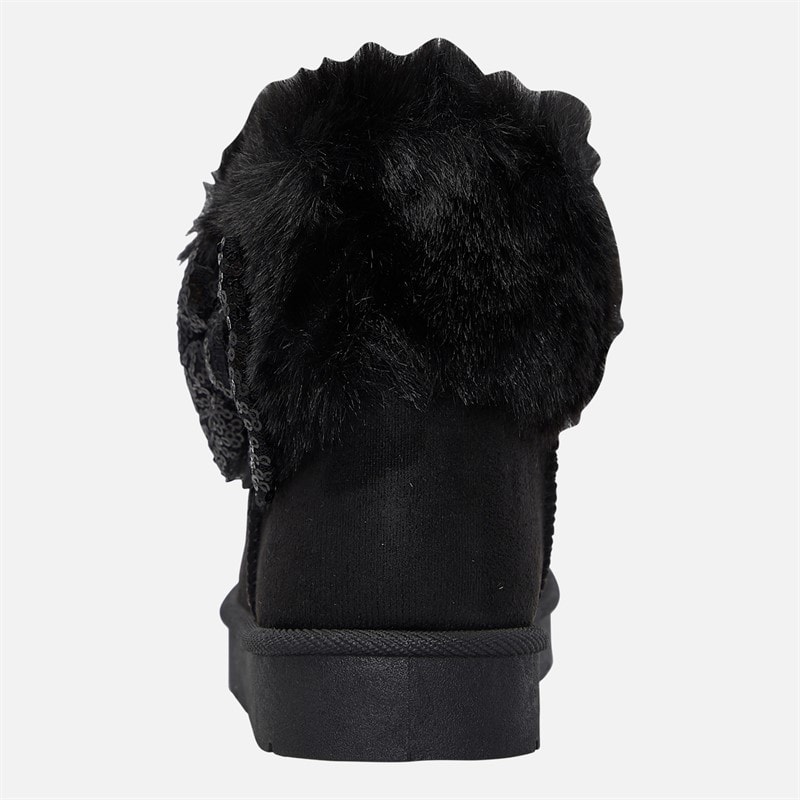 KRUSH Girls Sequin Bow Ankle Boots Black - Image 3