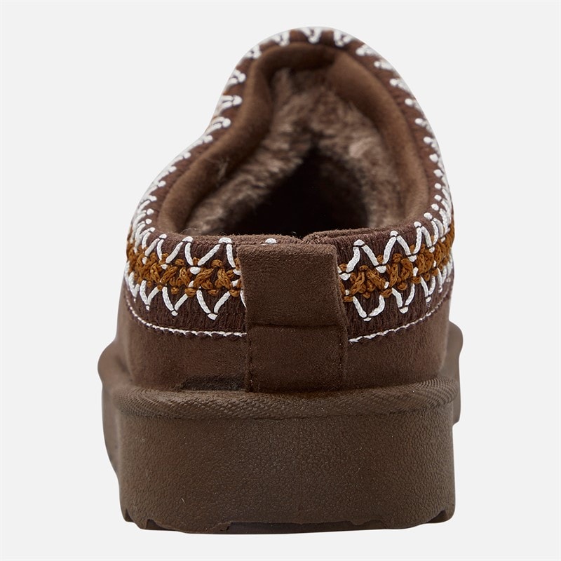 KRUSH Womens Aztec Mule Slippers Brown - Image 3