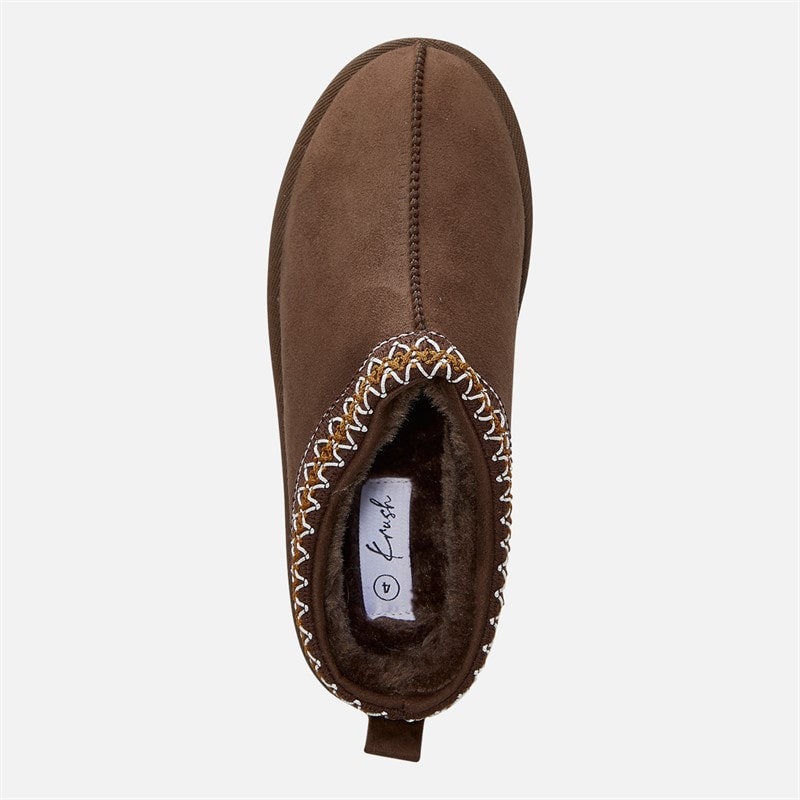KRUSH Womens Aztec Mule Slippers Brown - Image 4