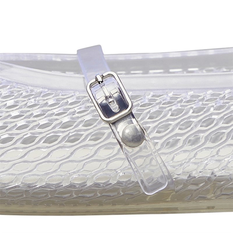 KRUSH Womens Buckle Strap Jelly Shoes Clear - Image 5