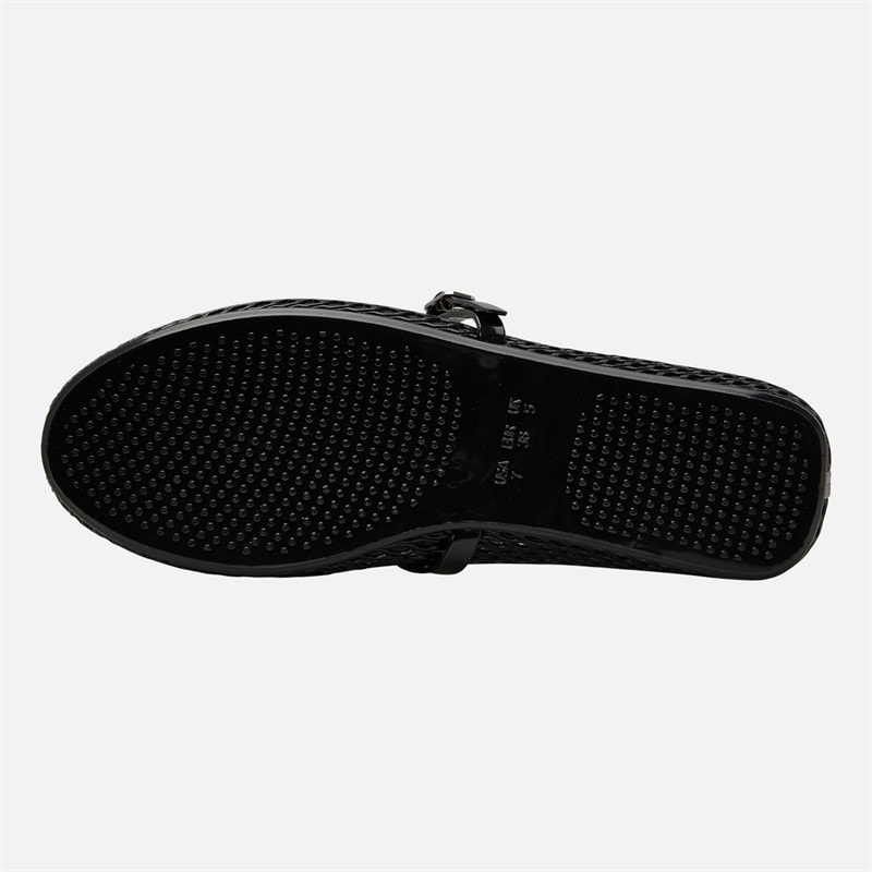 KRUSH Womens Buckle Strap Jelly Shoes Matt Black - Image 2