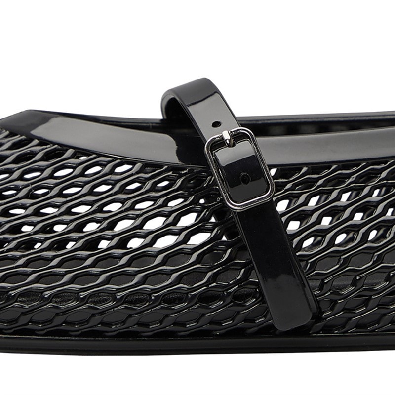 KRUSH Womens Buckle Strap Jelly Shoes Matt Black - Image 5