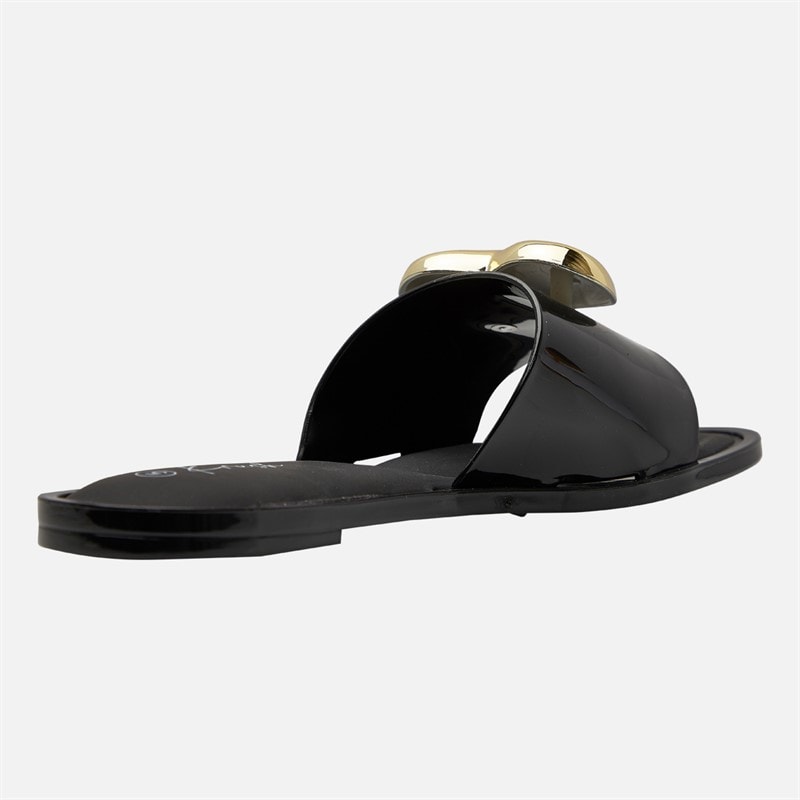 KRUSH Womens Heart Sliders Black - Image 4