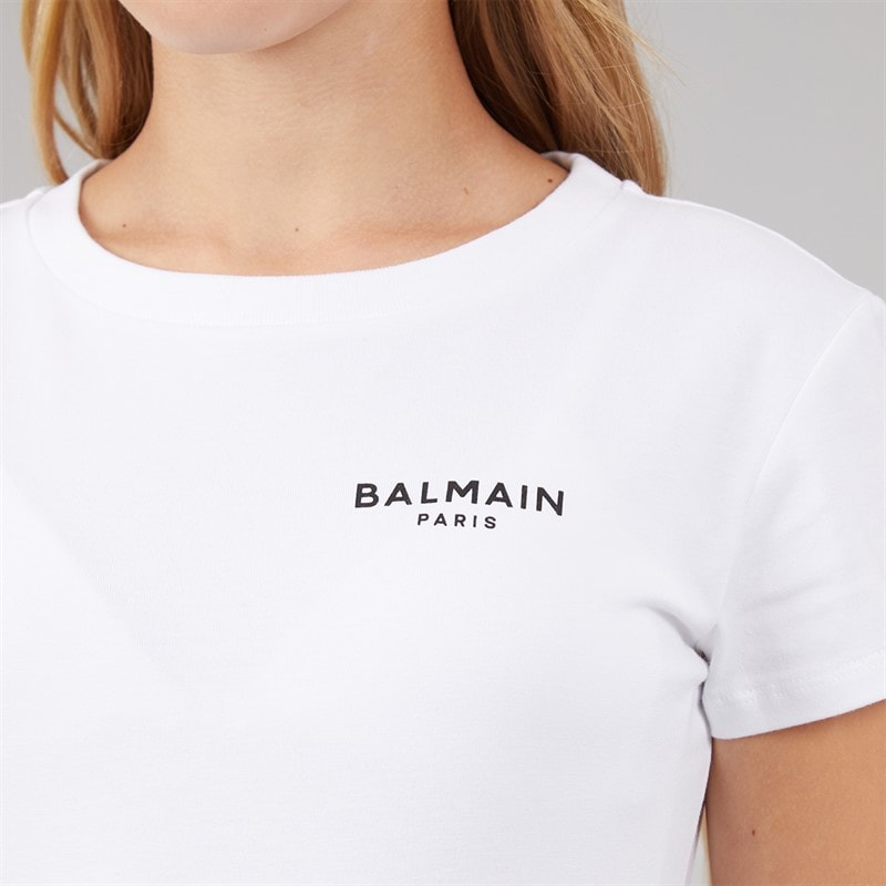 Balmain Girls T-Shirt White/Black - Image 3