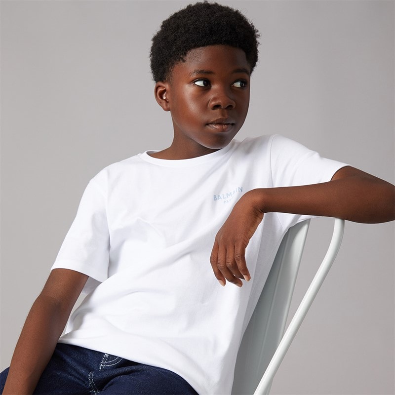 Balmain Boys T-Shirt White/Light Blue