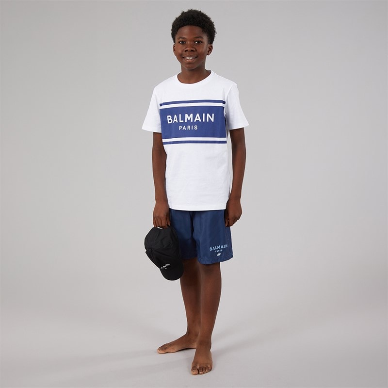 Balmain Boys Swim Shorts Blue/White - Image 4