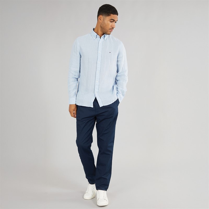 Tommy Jeans Mens Isaac Hemp Blend Chinos Dark Night Navy - Image 4