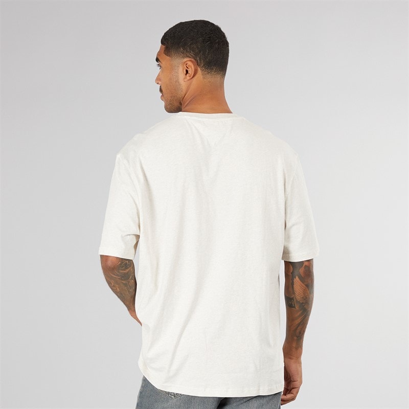 Tommy Jeans Mens Flag Logo T-Shirt Off White - Image 2