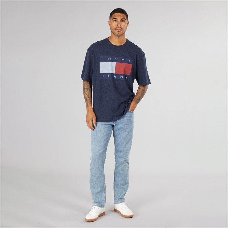 Tommy Jeans Mens Flag Logo T-Shirt Navy - Image 3