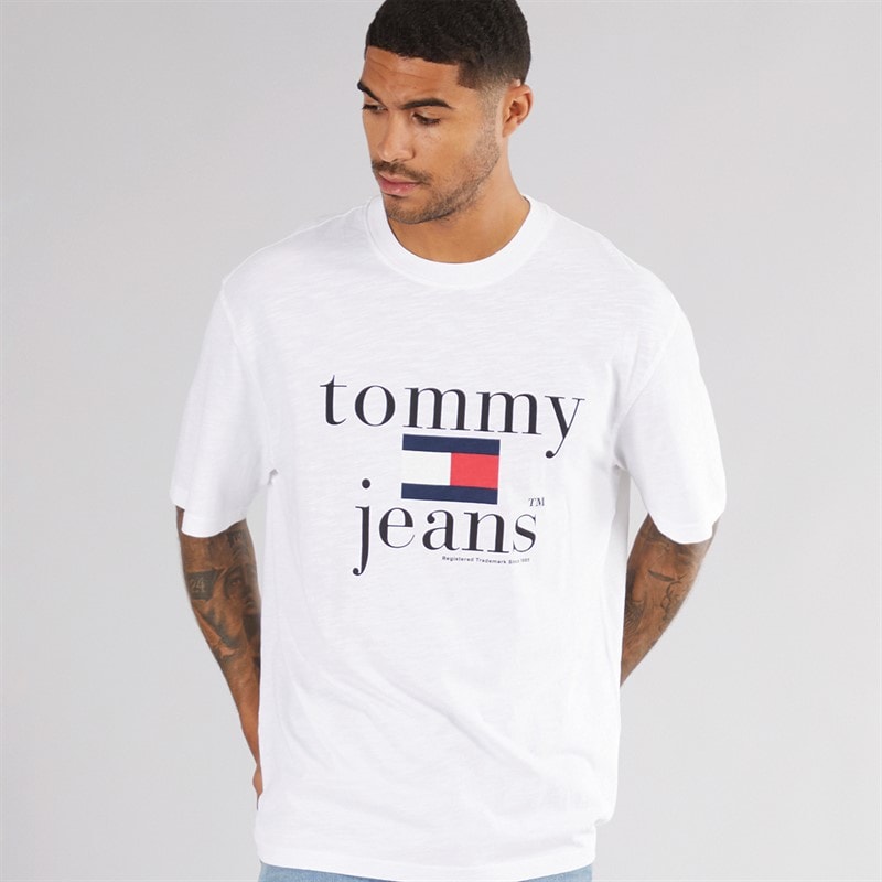 Tommy Jeans Mens 90s Logo T-Shirt White - Image 1