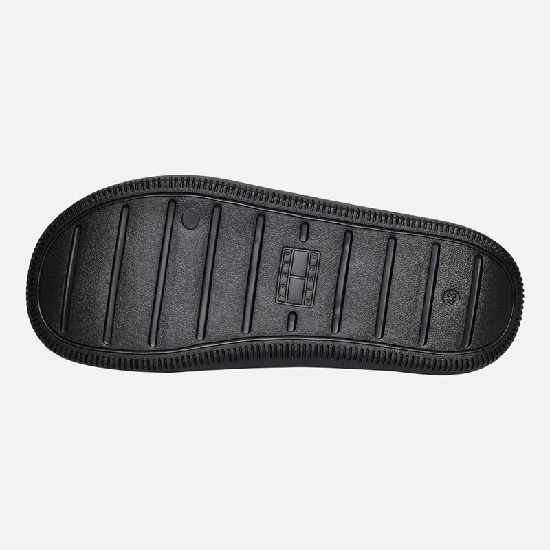 Tommy Jeans Mens Cut Out Embossed Sliders Black - Image 3