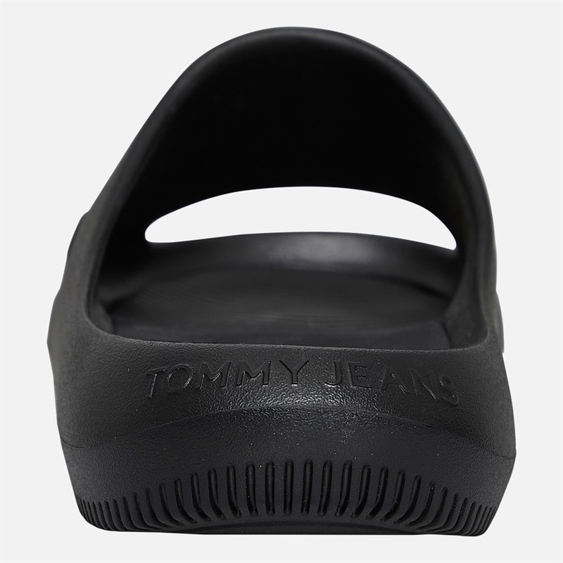 Tommy Jeans Mens Cut Out Embossed Sliders Black - Image 4