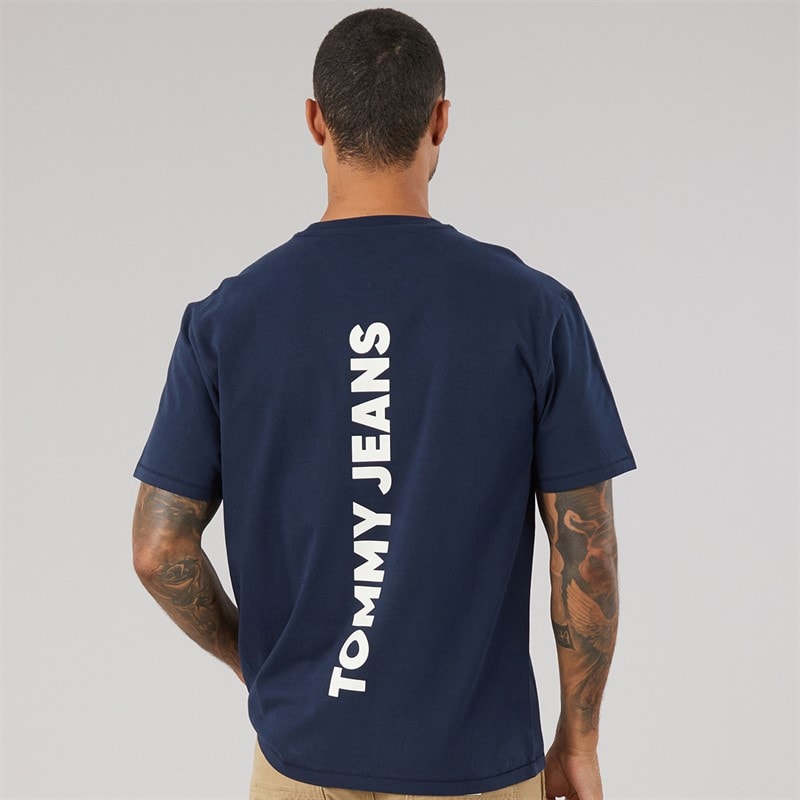 Tommy Jeans Mens Crest 1985 Relaxed T-Shirt Dark Night Navy - Image 3