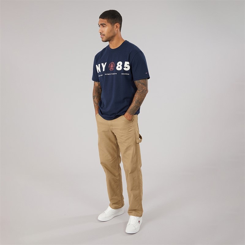 Tommy Jeans Mens Crest 1985 Relaxed T-Shirt Dark Night Navy - Image 4