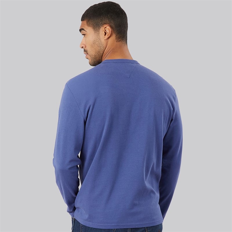 Tommy Jeans Mens Badge Long Sleeve T-Shirt Blue Storm - Image 2