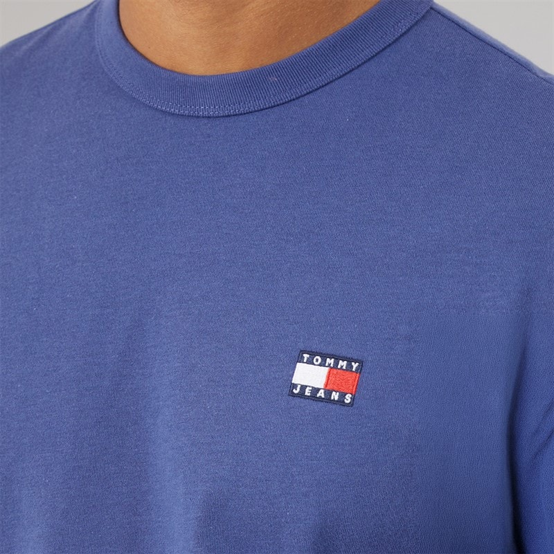 Tommy Jeans Mens Badge Long Sleeve T-Shirt Blue Storm - Image 5