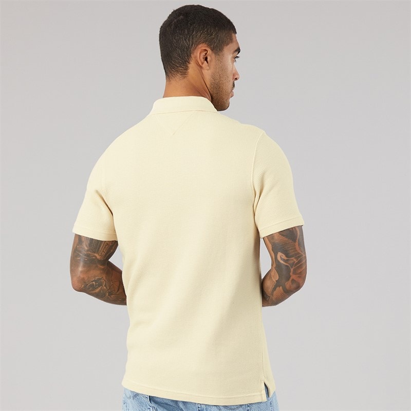Tommy Jeans Mens Washed Waffle Polo Shirt Calico - Image 2