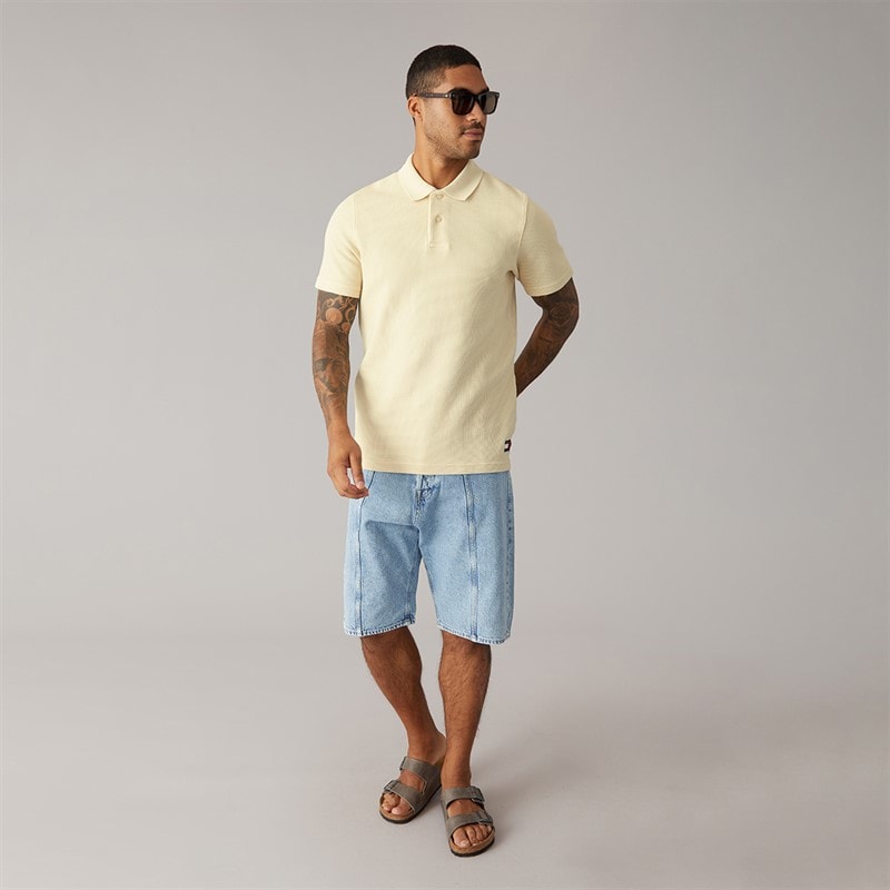 Tommy Jeans Mens Washed Waffle Polo Shirt Calico - Image 4