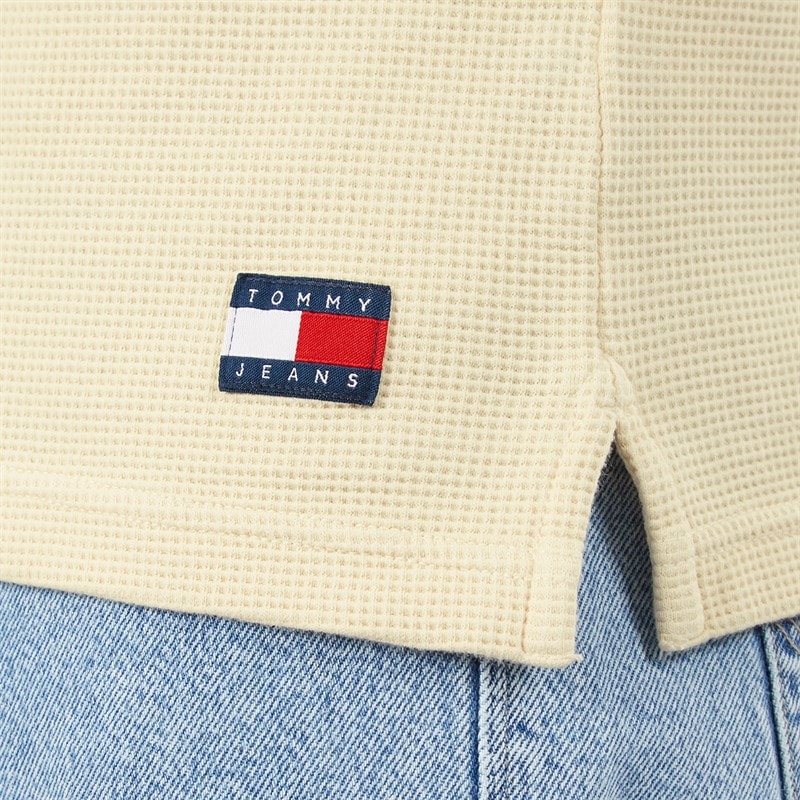Tommy Jeans Mens Washed Waffle Polo Shirt Calico - Image 5