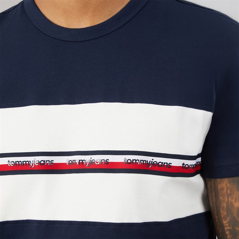 Tommy Jeans Mens Tape T-Shirt Dark Night Navy - Image 3