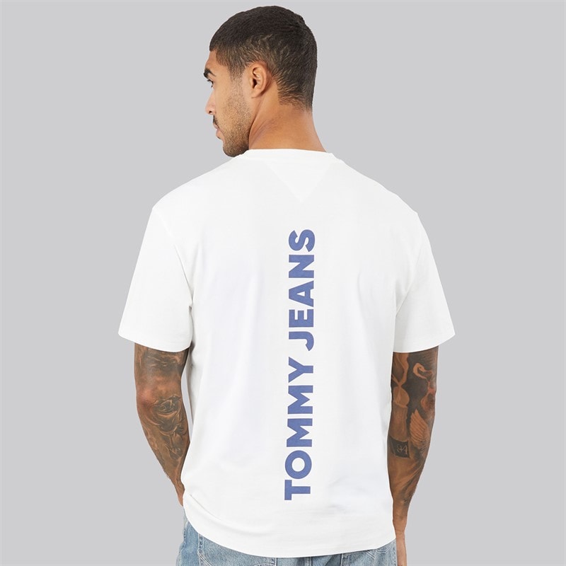 Tommy Jeans Mens Crest 1985 Relaxed T-Shirt Ecru - Image 3