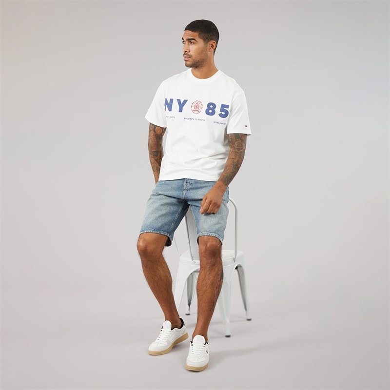Tommy Jeans Mens Crest 1985 Relaxed T-Shirt Ecru - Image 4