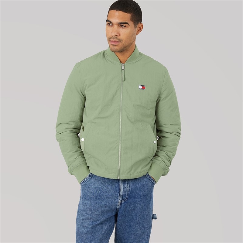 Tommy Jeans Mens Entry Bomber Jacket Spring Olive - Image 3