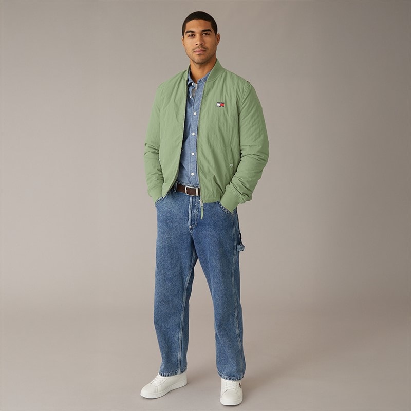 Tommy Jeans Mens Entry Bomber Jacket Spring Olive - Image 4