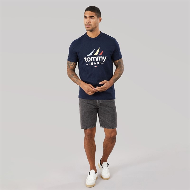 Tommy Jeans Mens Sailing T-Shirt Dark Night Navy - Image 3