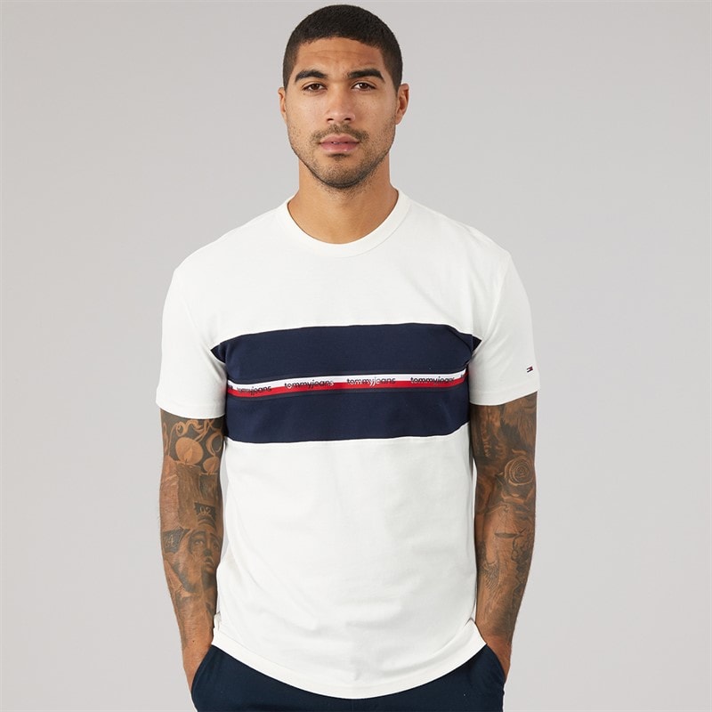 Tommy Jeans Mens Tape T-Shirt Ancient White