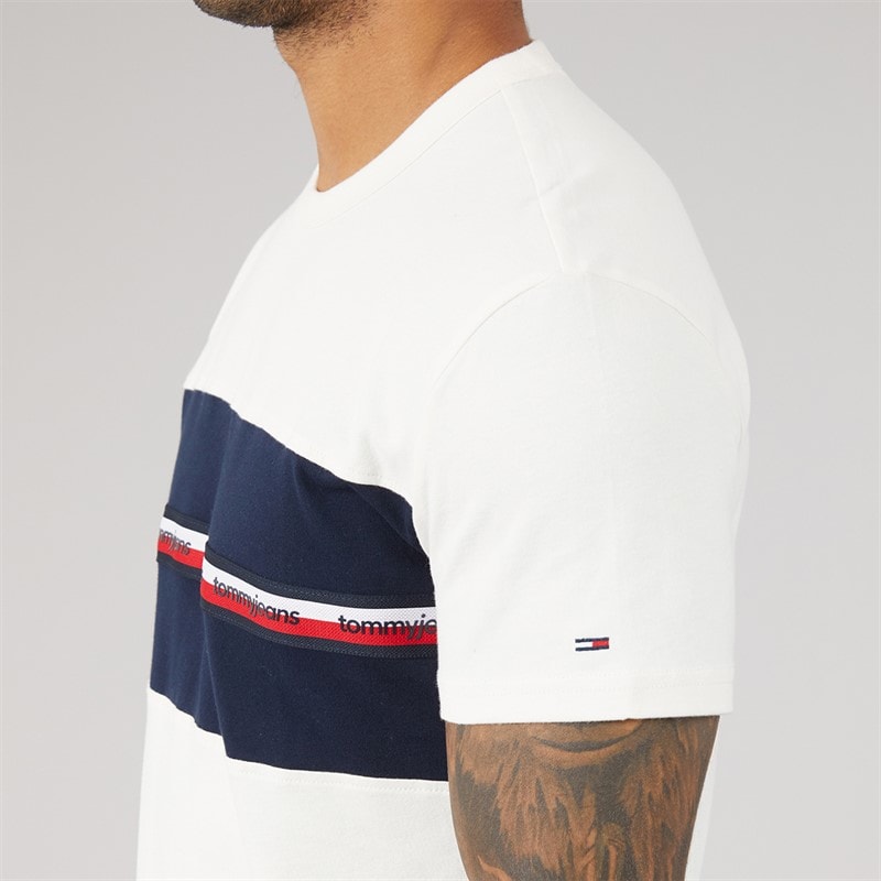 Tommy Jeans Mens Tape T-Shirt Ancient White - Image 3