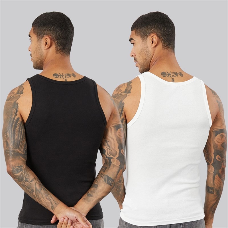 Tommy Jeans Mens Two Pack Slim Vests Ecru/Black - Image 2
