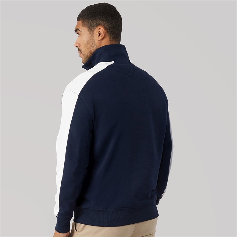 Tommy Jeans Mens Relaxed Colour Block 1/4 Zip Sweatshirt Dark Night Navy - Image 2