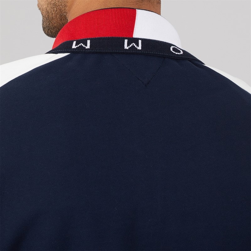 Tommy Jeans Mens Relaxed Colour Block 1/4 Zip Sweatshirt Dark Night Navy - Image 5