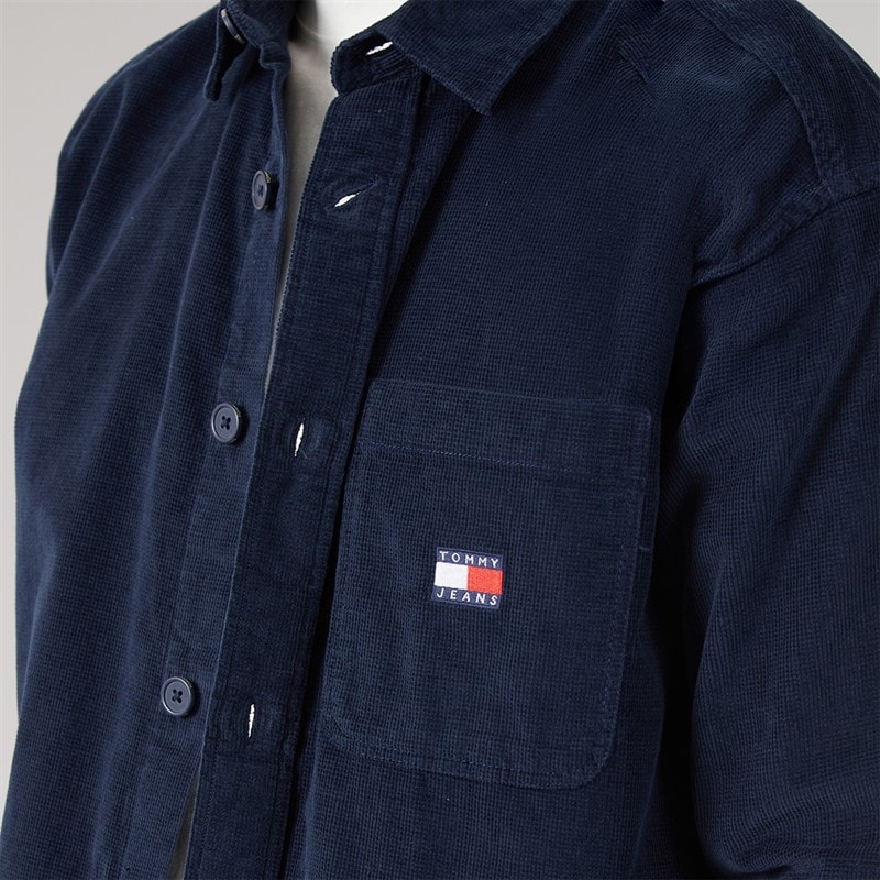 Tommy Jeans Mens Brick Cord Overshirt Dark Night Navy - Image 3