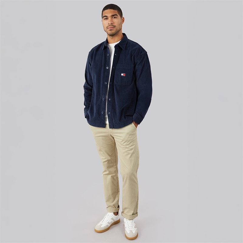 Tommy Jeans Mens Brick Cord Overshirt Dark Night Navy - Image 4