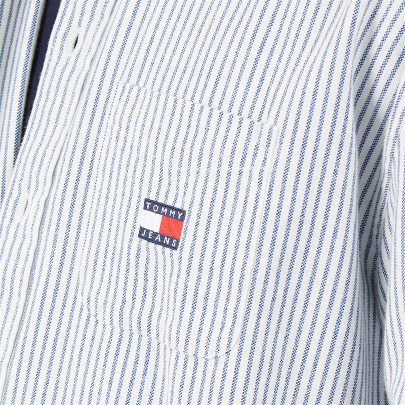 Tommy Jeans Mens Oversized Stripe Oxford Shirt Providence Blue - Image 3